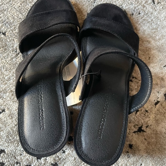 Chic Black Heeled Sandals strap slides - Picture 7 of 10